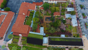 San Gabriel Mission Grounds in San Gabriel, CA Birds Eye View from 300 feet