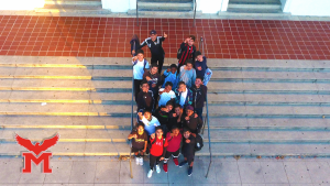 Marshall High School Boys Soccer Team in front of school. 2017